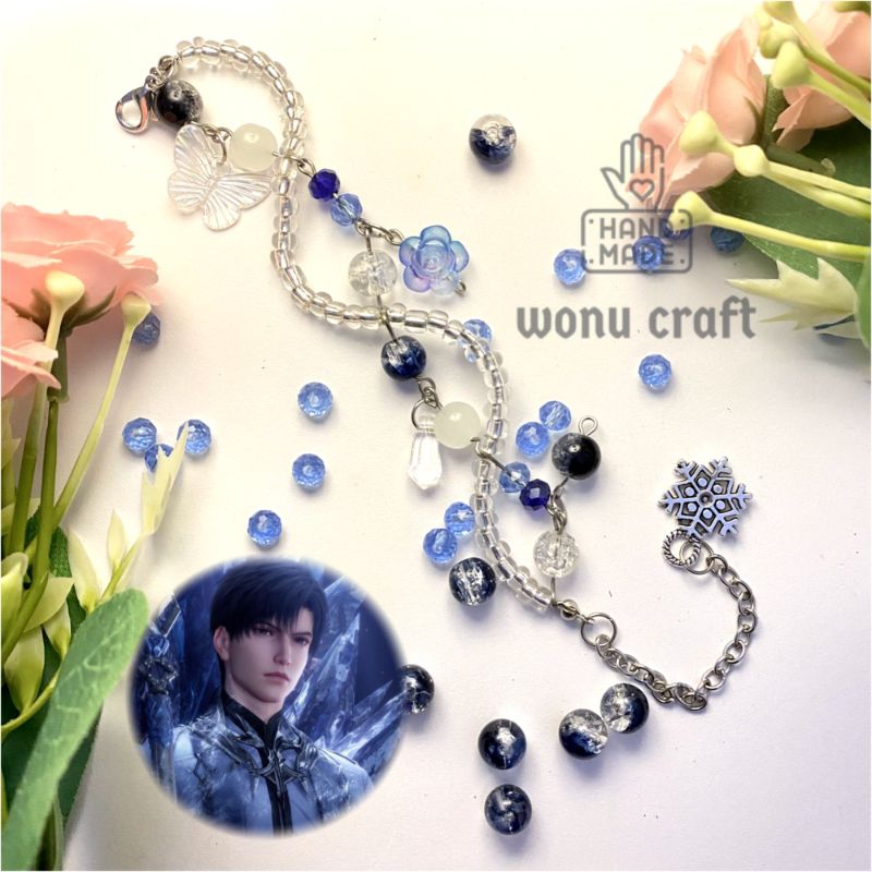 Love Deepspace Rafayel Bracelet – Accessoire Cosplay En Verre Bleu Sirène, Ajustable, Alliage, Pour Fans Du Jeu
