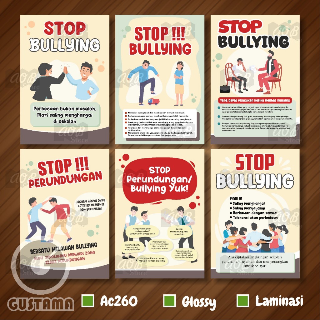 Poster Stop Bullying Stop Perundungan Set 2, A3 Laminate Education ...