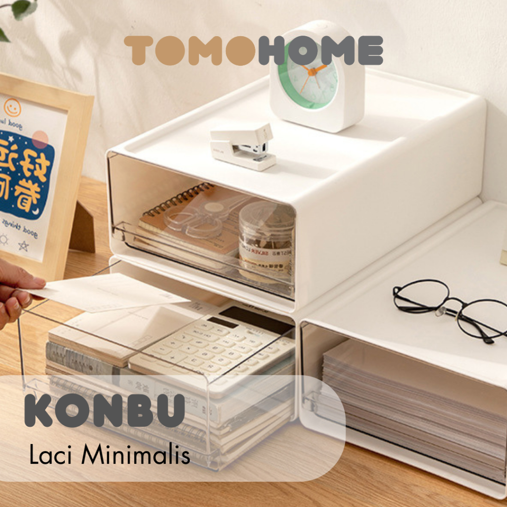 Visual Reference: Tomo Konbu Easy Desk Tier Drawer Minimalist Office Supplies Organizer