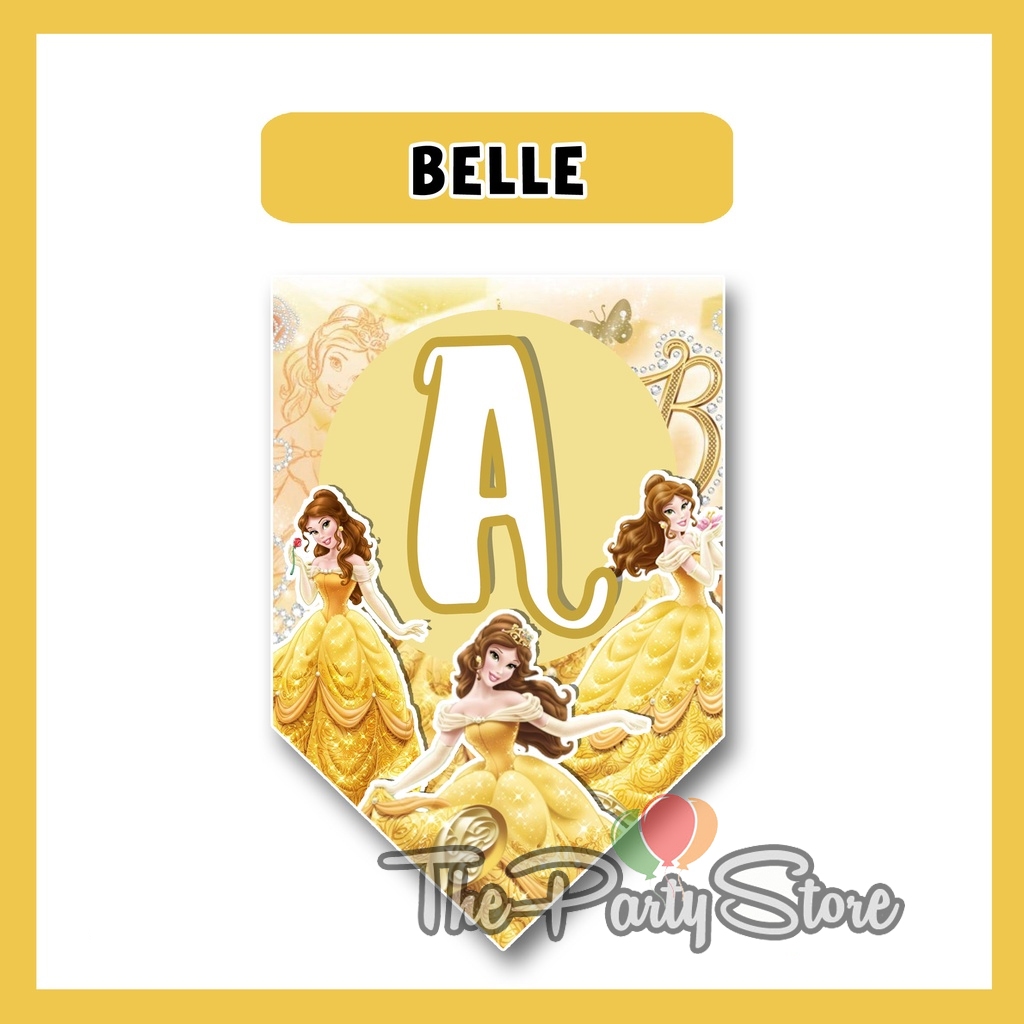 Banner Bunting Flag Happy Birthday Belle Character /Banner Custom ...