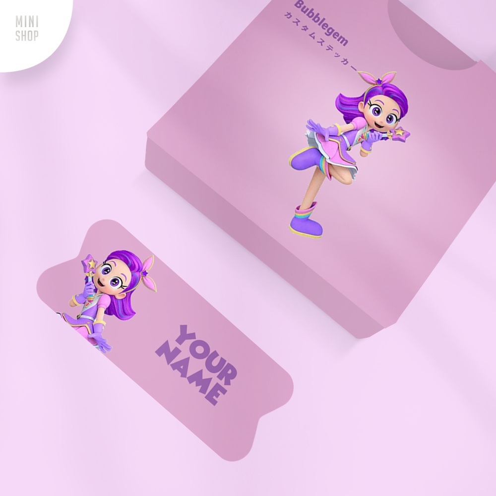 Custom Waterproof Rainbow Bubblegem Purple Star Name Sticker | Shopee ...