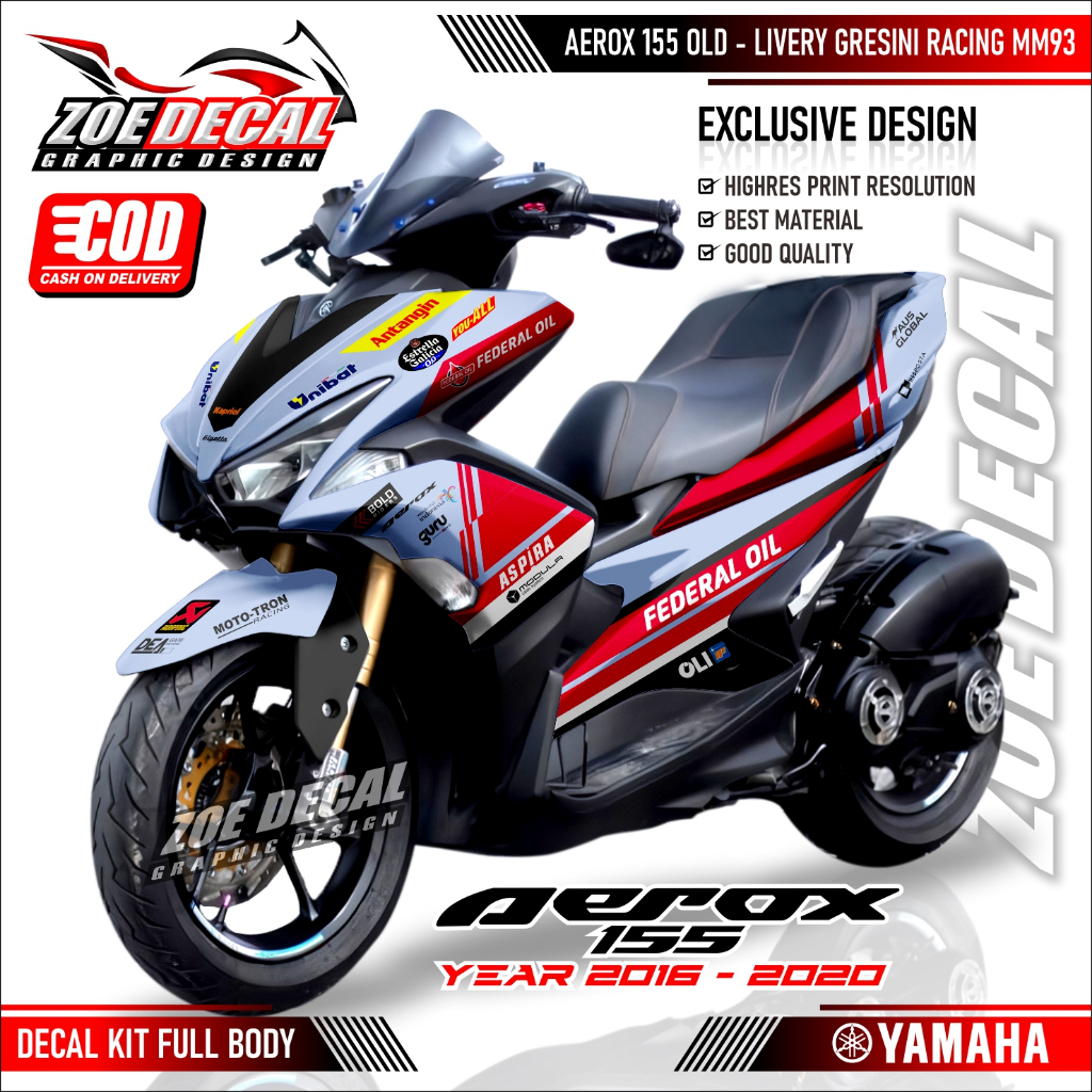 Latest Full Body Decal Yamaha Aerox 155 Old Livery Gresini Racing Marq ...