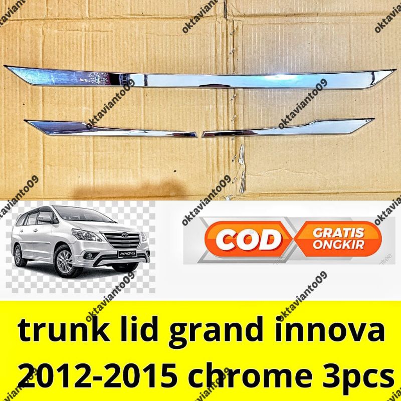 Trunk lid grand innova Luggage list 2012 2013 2014 2015 chrome 3pc ...