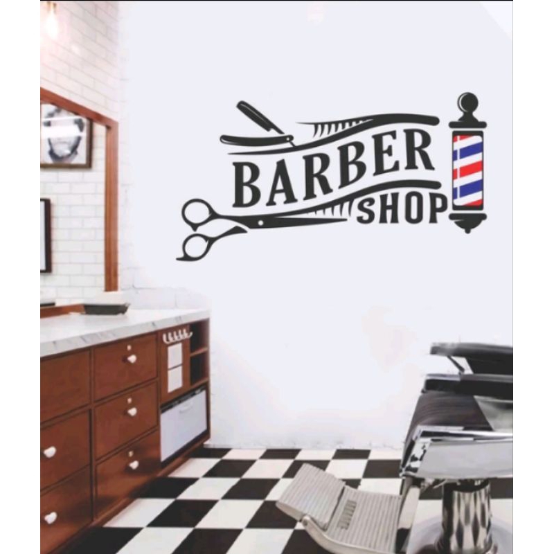 BARBER SHOP CUTTING STICKER, WALL STICKER SIZE 40CM | Shopee Philippines