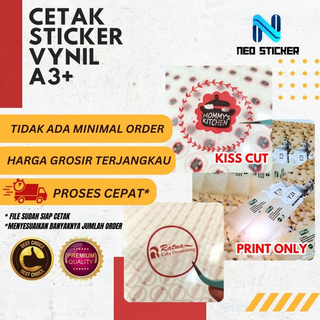 Print A3+ Vinyl Sticker || Print Label Sticker || Kisscut Diecut ...