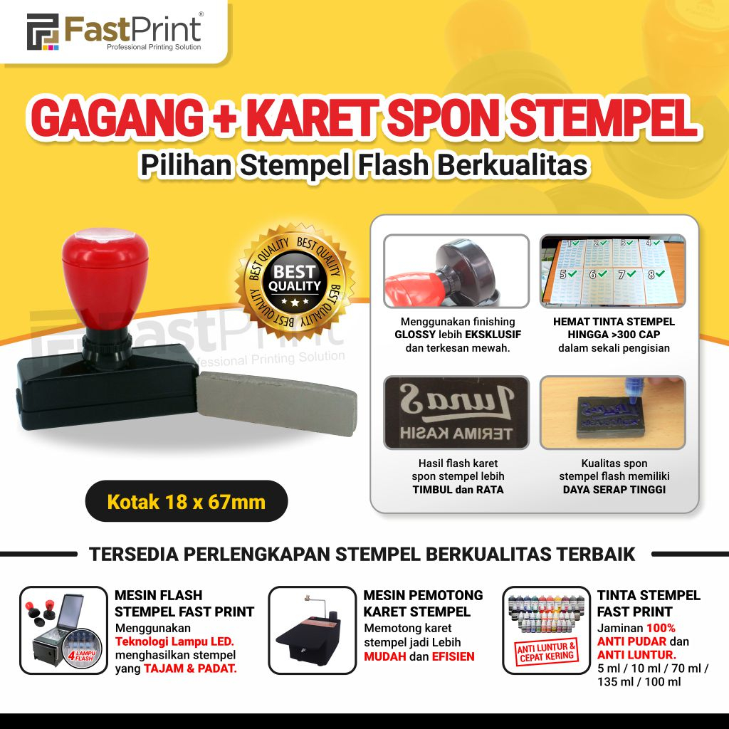 Fast Print Flash Stamp Handle Plus Square Rubber Size 18X67MM | Shopee ...