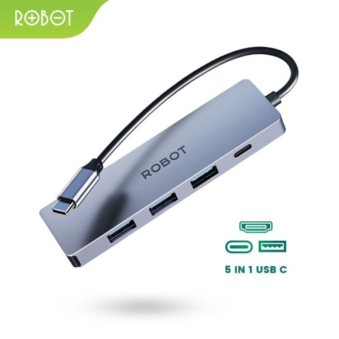 USB C HUB ROBOT HT255S 5 in1 Adapter HDMI 4K PD 100W | Shopee Philippines
