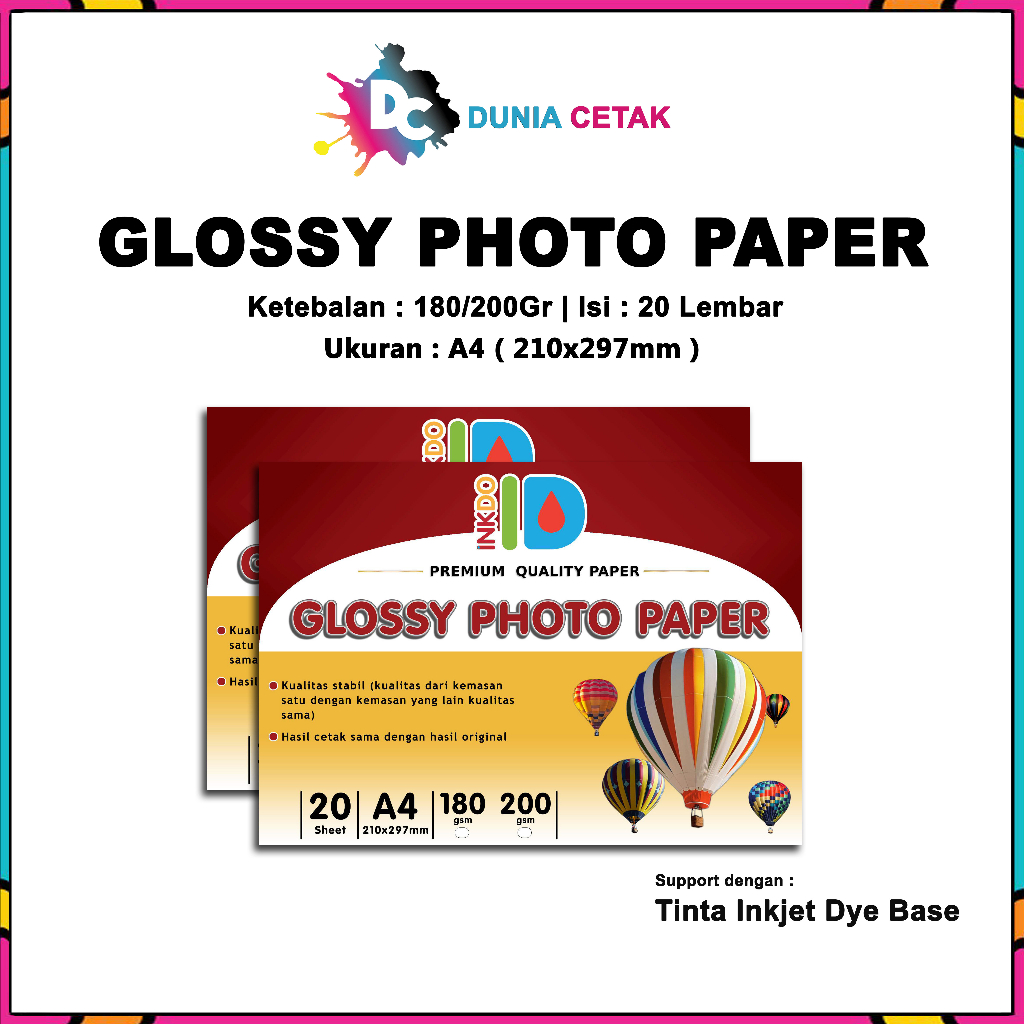 Glossy Photo Paper - Inkdo Glossy Photo Paper A4 20 Sheets | Shopee ...