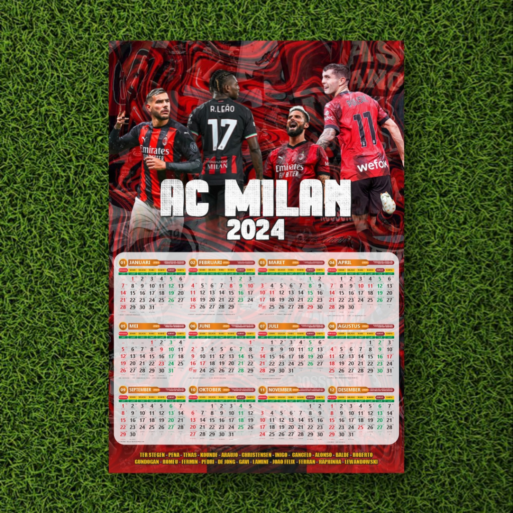 2024 AC MILAN Calendar Ready To Request MILAN Ball Calendar Shopee