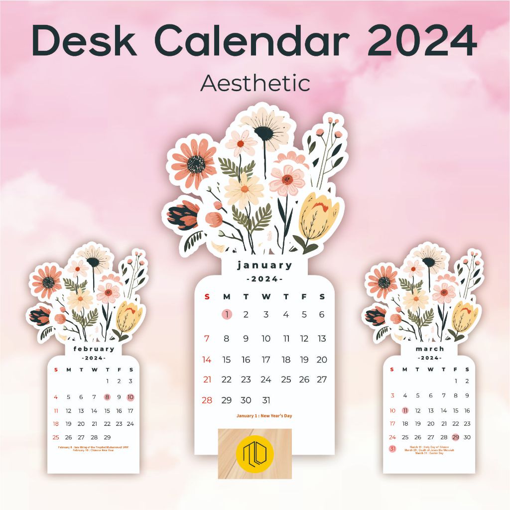 2024 BLOOMY FLOWERS CALENDAR/2024 AESTHETIC CALENDAR/DESK CALENDAR/DESK