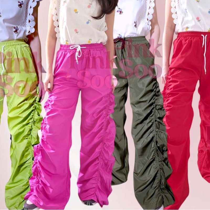 R003 Women's parachute Rubber Drawstring pants cargo jogger woman