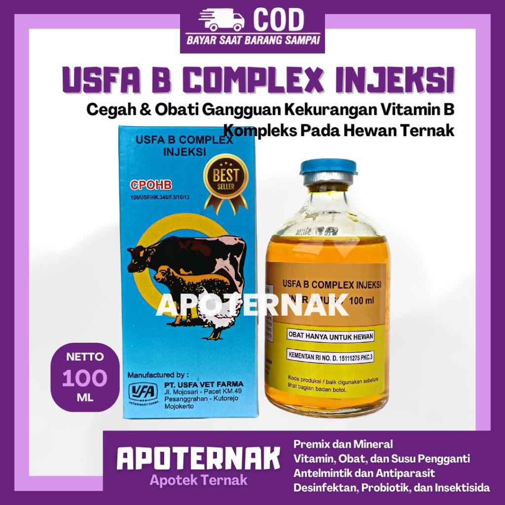 Usfa B COMPLEX Injection 100ml VITAMIN B COMPLEX 100ml Livestock