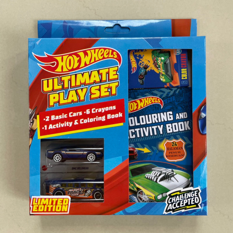 Hot Wheels Ultimate Play Set: 2 Cars+Activity Book+6 Crayons | Shopee ...