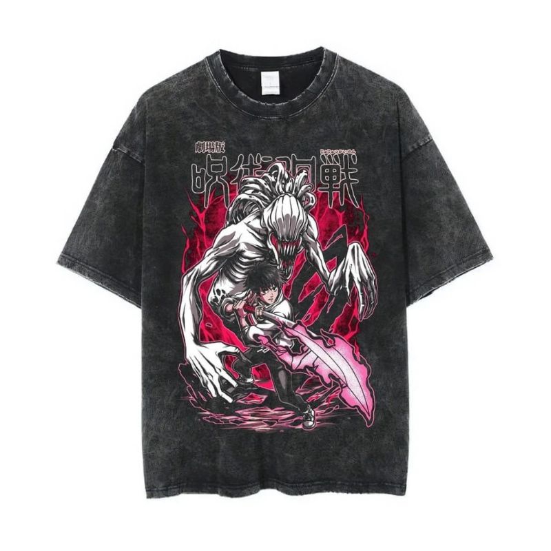 Jujutsu Kaisen Stone Wash Oversized T Shirt Vintage Tee Unisex Tops