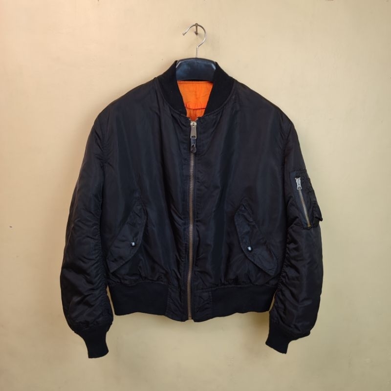 Vintage USA ALPHA INDUSTRIES MA 1 BLACK BOMBER JACKET Shopee Philippines