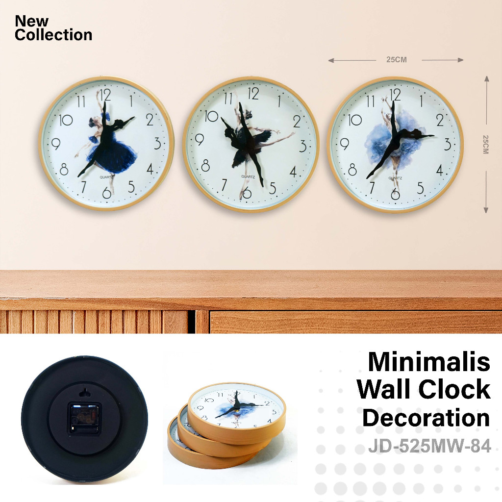 Minimalist Wall Clock Ballerina Picture Aesthetic Round Wall Clock ...