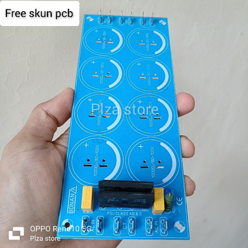 Psu 8 elco class AB pcb, pertinak material, complete with 8 elco psu