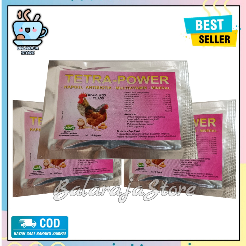10 Capsules TETRA POWER Antibiotic MULTIVITAMIN MINERAL Chicken