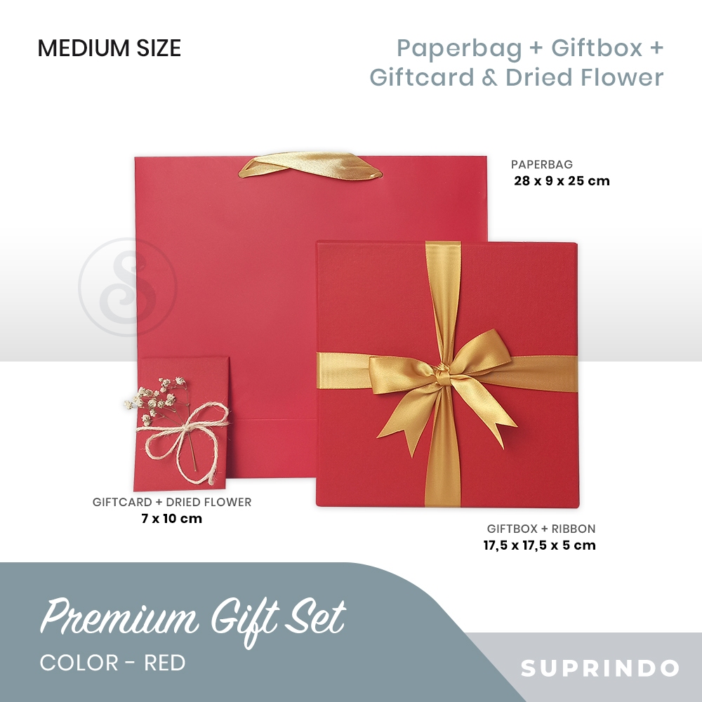 MERAH Premium Gift Set Paper Bag + Gift Box + Greeting Card (MEDIUM ...