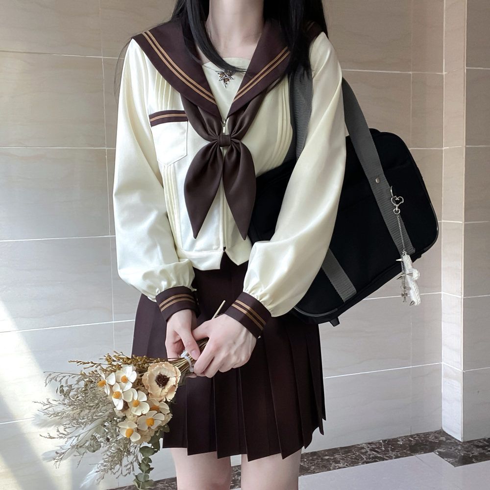 CC-194 sailor seifuku Japanese school uniform classic brown jk uniform ...
