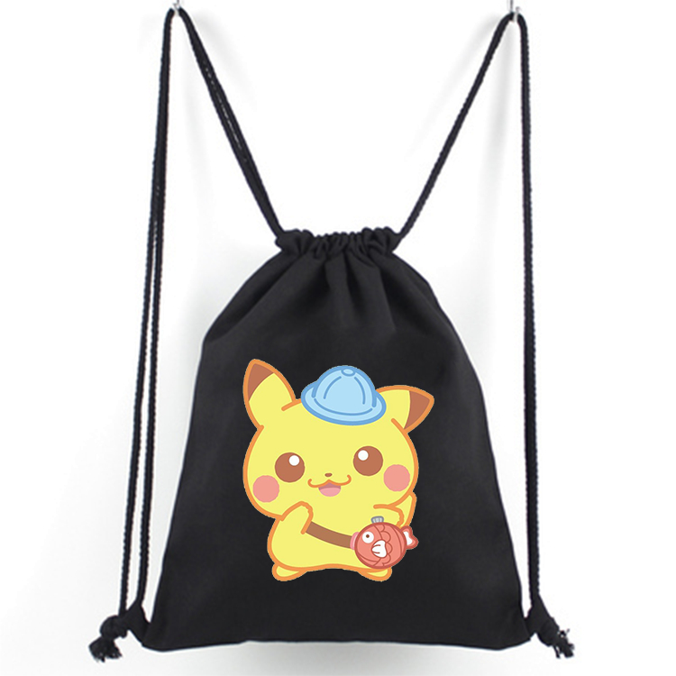 Black Pokemon Pattern Drawstring Bag Carrying Bag/ Children's Hamper ...