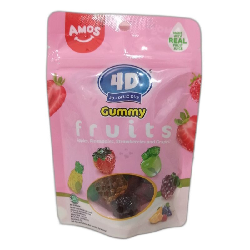 Amos Fruity Gummy Candy Pouch 72g/Amos Soft Candy Fruit Shape 72g ...