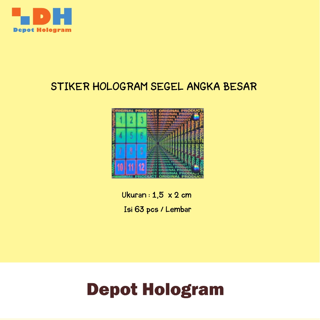 Package 50 sheets of ST. Hologram Large Numbers 1,5 x 2 cm | Shopee ...