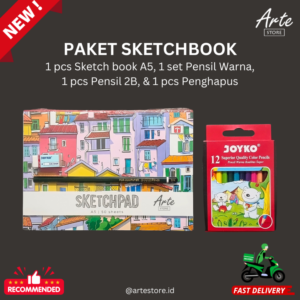 Sketch BOOK Package (Sketchpad, Color Pencil, 2B Pencil, Eraser
