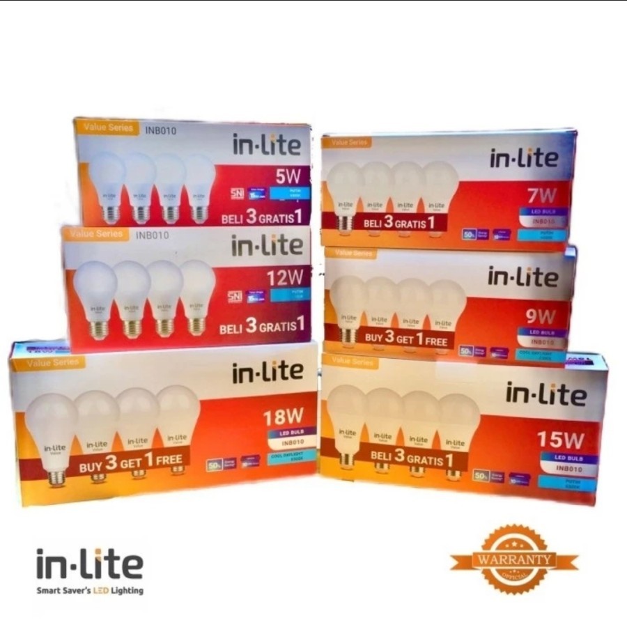 INLITE / IN-LITE Value Series LED Bulb 5W / 7W / 9W / 12W / 15W Buy 3 ...