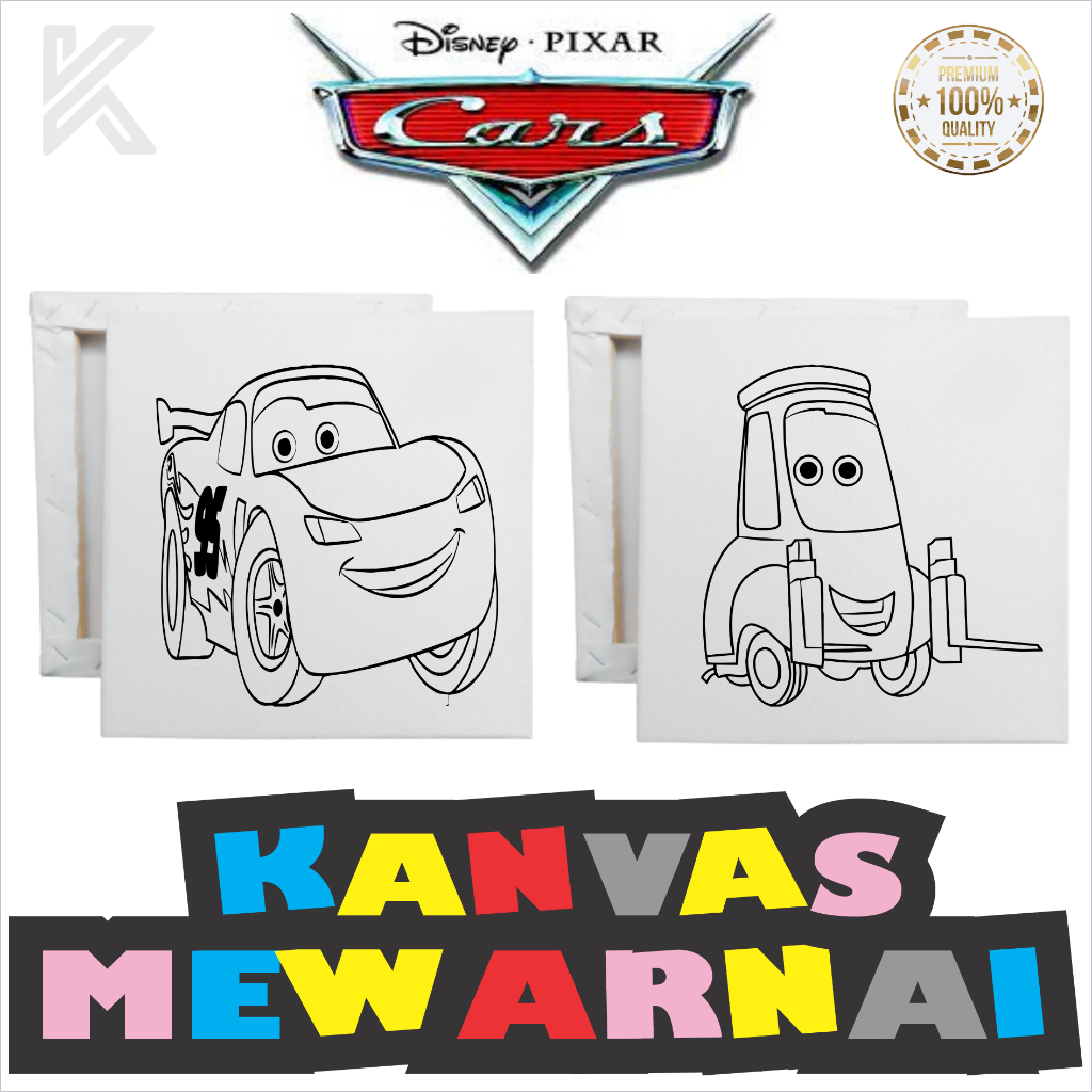 Canvas Sketch Coloring 20x20 cm CARS/Canvas Painting Sketch Drawing ...