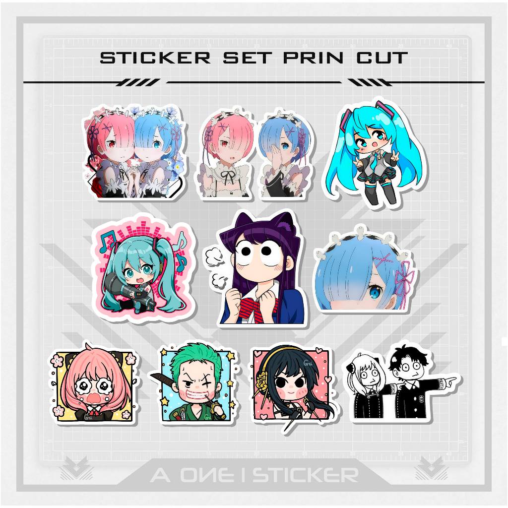 Vinyl STICKER PACK / ANIME MOTIF 1 / STICKER SET / HP LAPTOP / HELMET ...