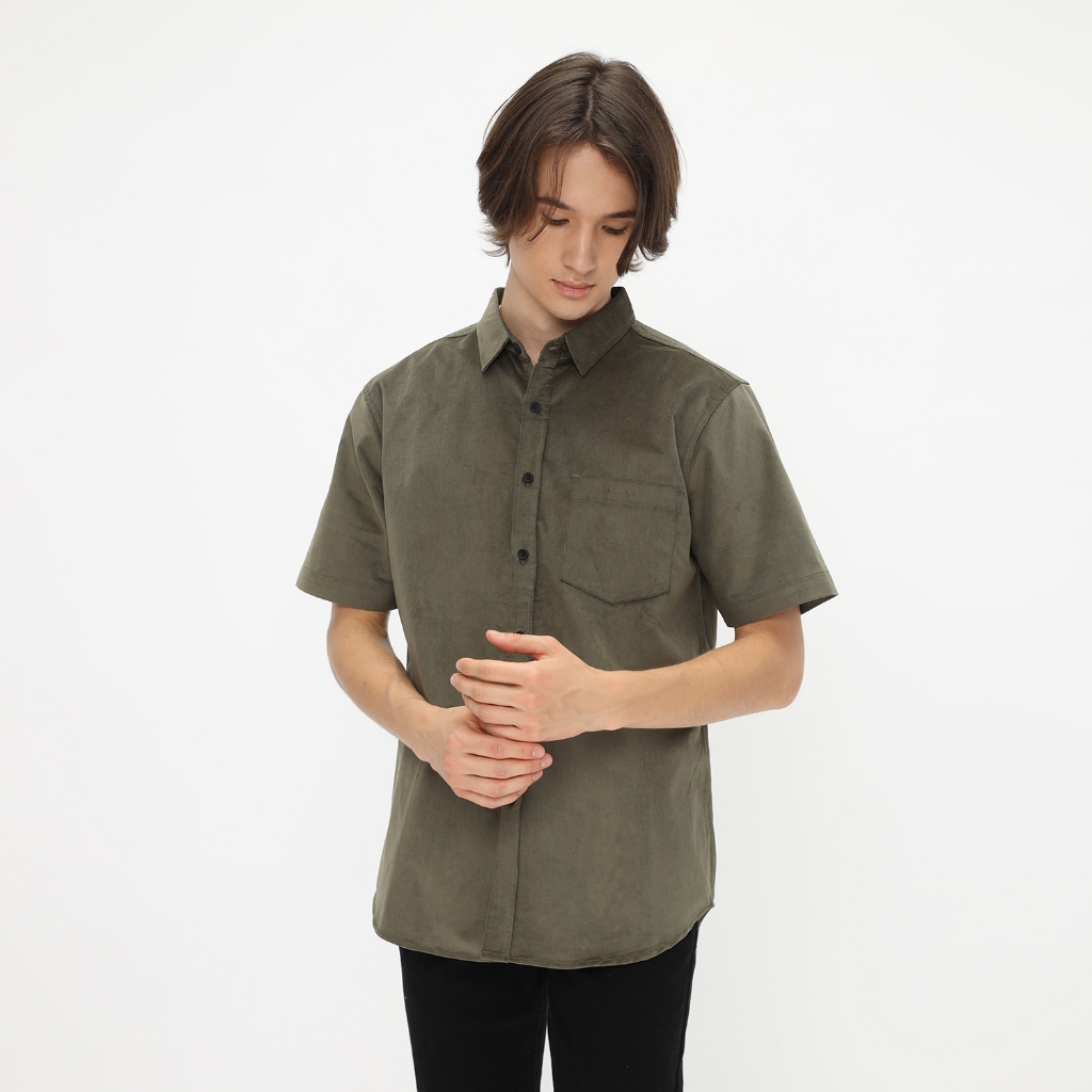 KEMEJA HIJAU Helten Army Green Short Sleeve Kodorai Shirt | Shopee ...