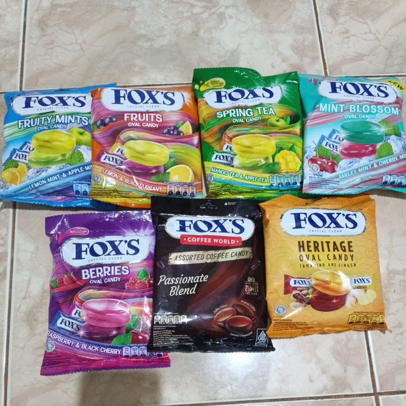 Fox's candy 125gr crystal clear oval candy Fruity mints berrys coffee ...