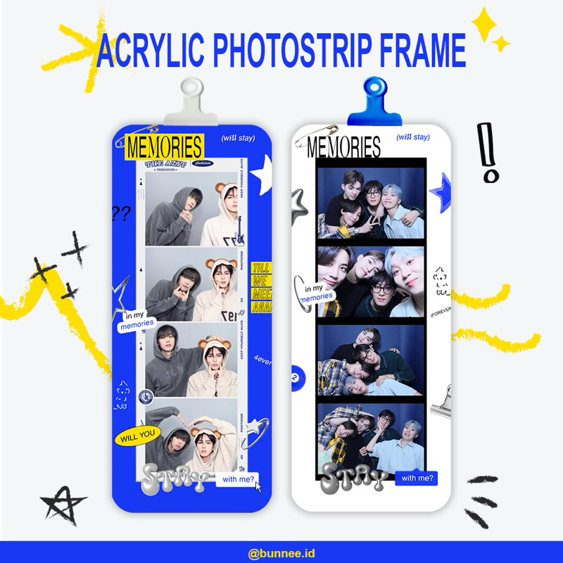 PUTIH Acrylic Photostrip Frame Memories 2-sided White & Blue ...