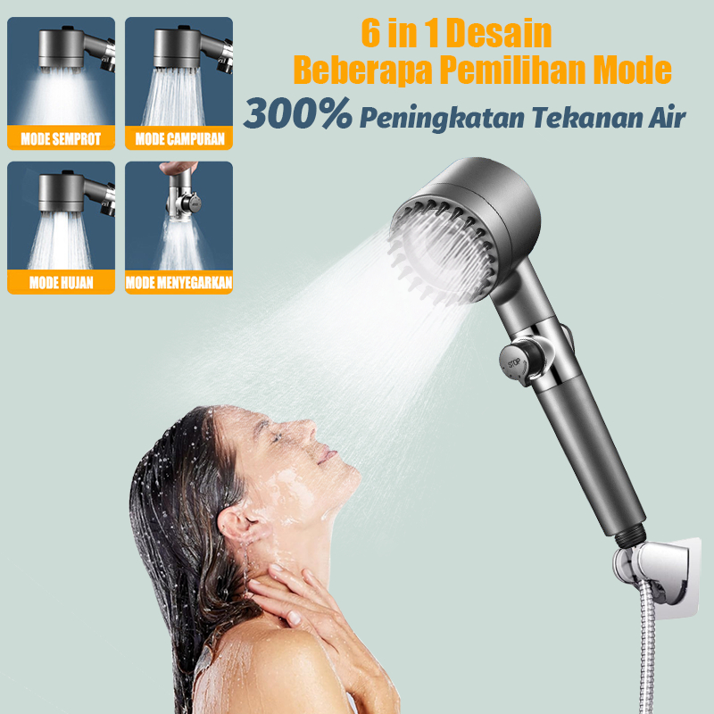 6 In 1 High Pressure Shower Head (Not Including Pipe) With Scalp