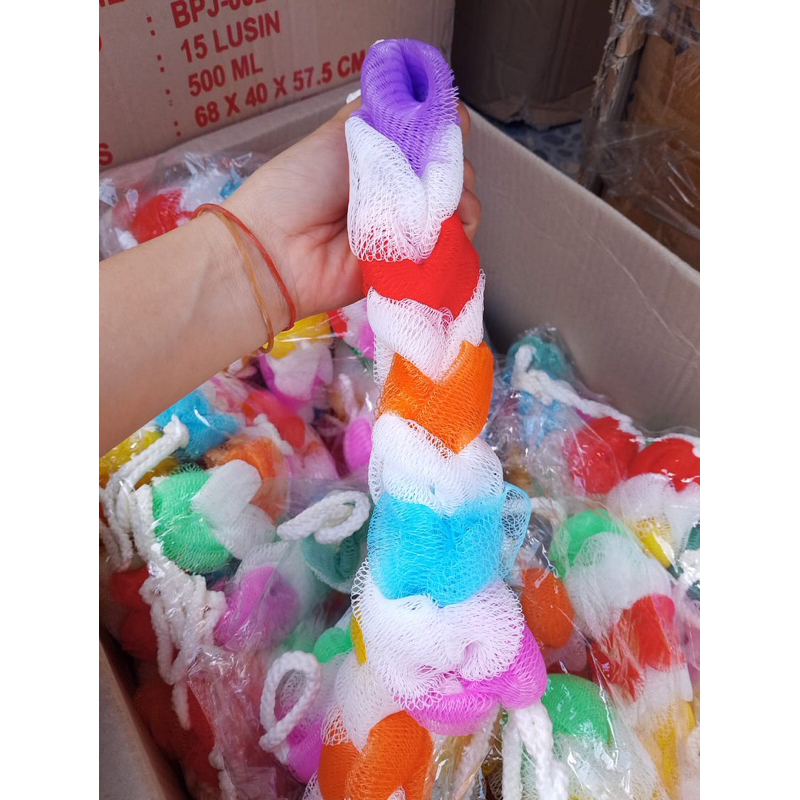 Rainbow Braided Bath Sponge Rainbow Net/i Braided Color 35G | Shopee ...