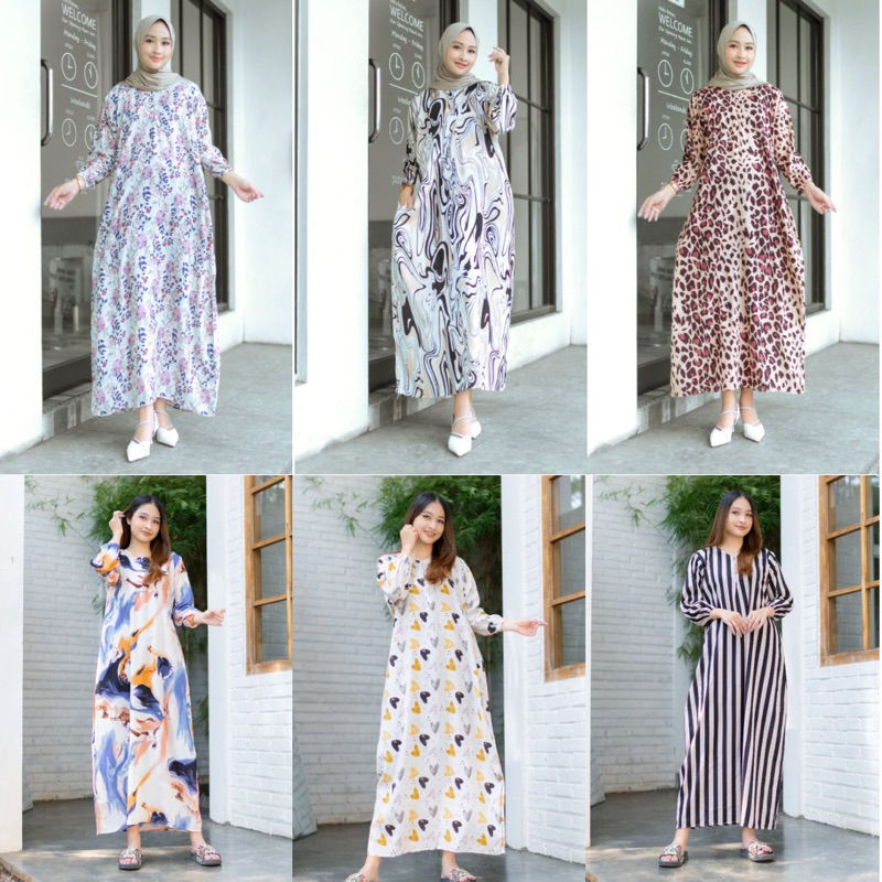 Giosi MIDI DRESS MOTIF VIRAL BUSUI RAYON VISCOSE PREMIUM | Shopee ...