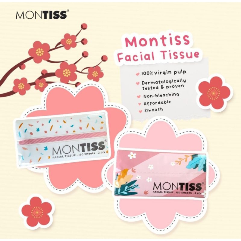 [5 pcs] SAVINGS PACKAGE Facial Tissue Montiss 2 ply -150 sheets ...