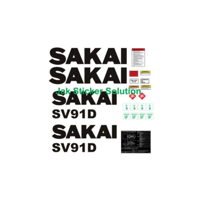 HEAVY EQUIPMENT STICKER Sakai SV91D STICKER WATERPROOF MATERIAL ...
