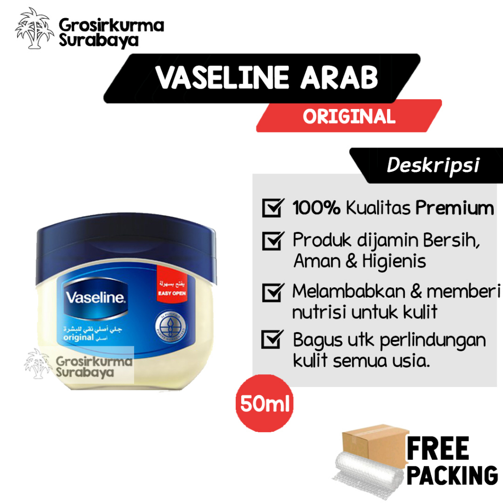 Vaseline Arab Original 50ml Petroleum Jelly Moisturizer Multifunction