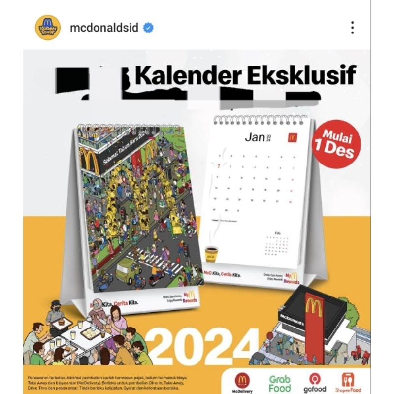 Mcd Mcdonald Calendar 2024 Units Shopee Philippines