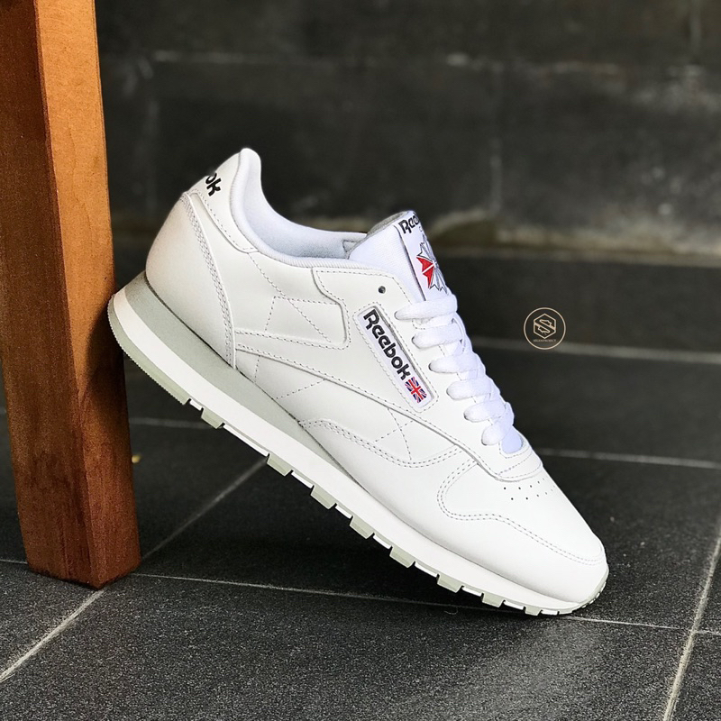 ORIGINAL REEBOK CLASSIC CL LEATHER WHITE BLACK GREY Running Sneakers ...