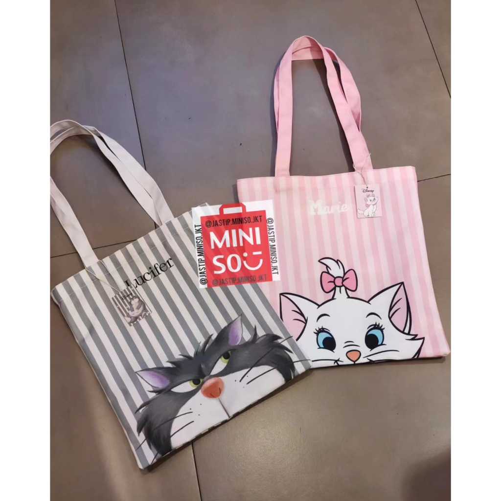 Miniso Tote Bag DISNEY CAT Collection MARIE/LUCIFER (33x36cm) Shopee