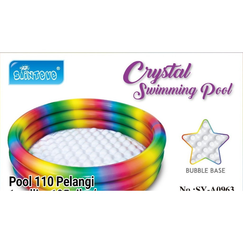Rainbow CHILDREN'S SWIMMING POOL 110cm BOTTOM BUBBLE BRAND SAINTEVE ...