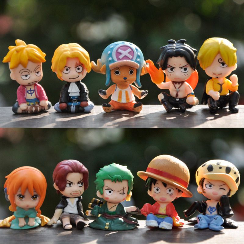 One Piece Figure Cute Mini Sitting Kawaii Display Luffy, Shanks, Zoro
