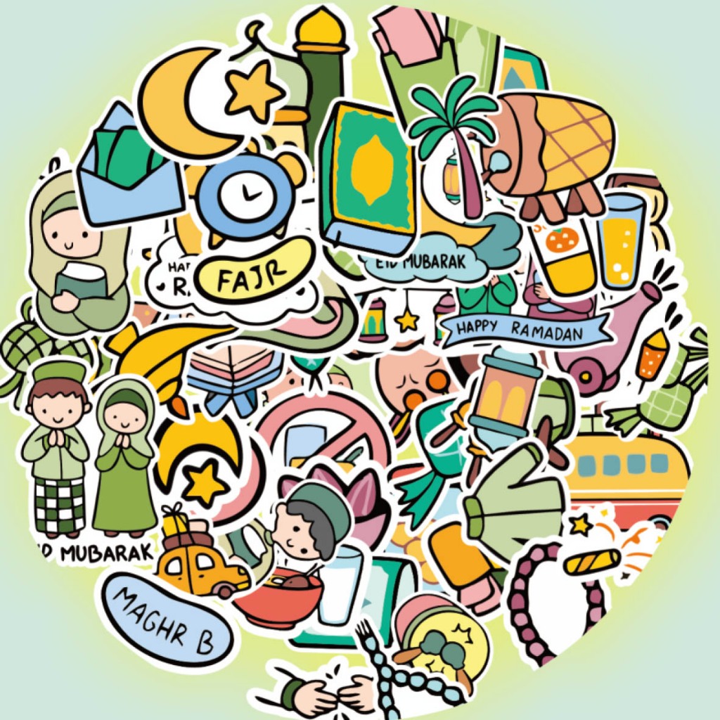 100 pcs MINI AESTHETIC STICKERS FOR EID UL FITRI RAMADHAN FASTING THEME ...