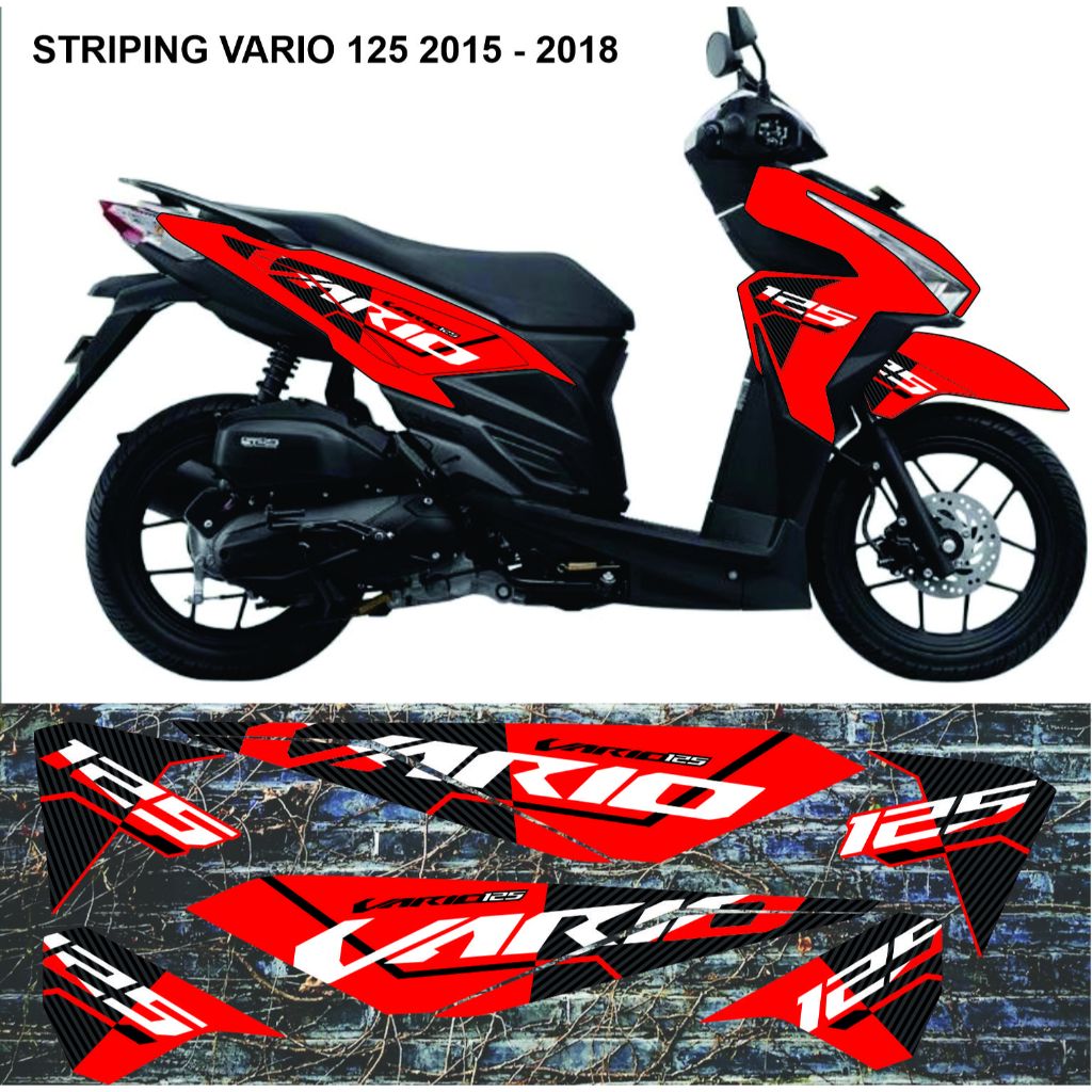 MERAH Striping vario 125 led old body Red vietnam model vario 2015-2018 ...