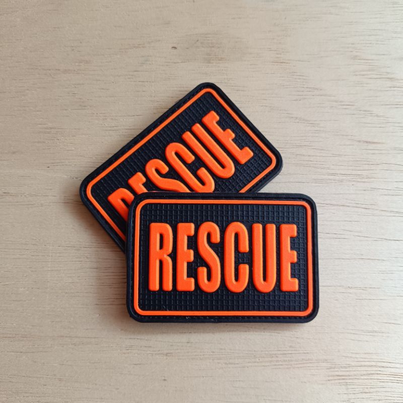 Black base rescue logo rubber patch - rubber emblem accessory patch ...