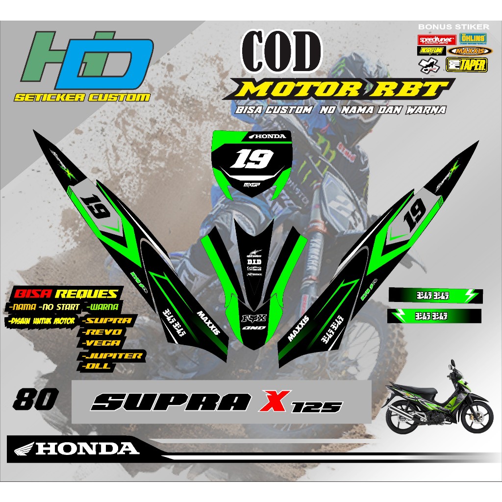 Sticker RBT SUPRA X 125 RBT Motorcycle MODIF SUPERMOTO YZ CRF KLX KX ...