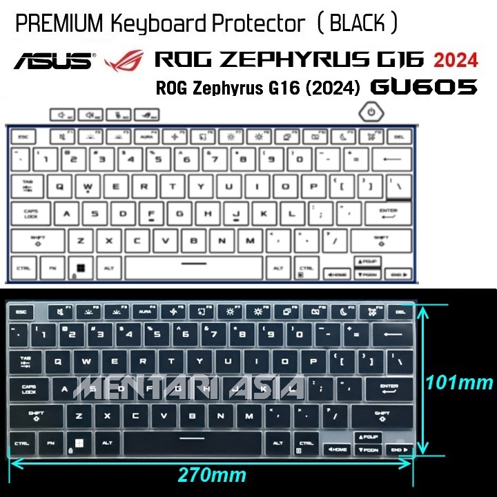 Keyboard Protector ASUS ROG Zephyrus G16 2024 GU605 - PREMIUM BLACK ...